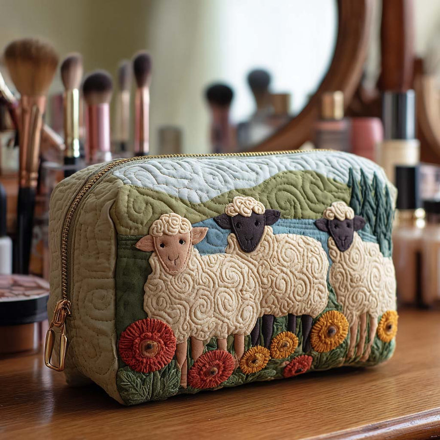 Rae | Grazing Sheep Quilted Cosmetic Bag