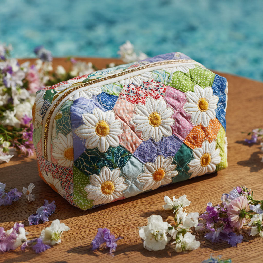 Kitty | Petal Path Quilted Cosmetic Bag
