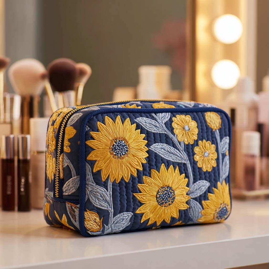 Yara | Glowing Flower Quilted Cosmetic Bag