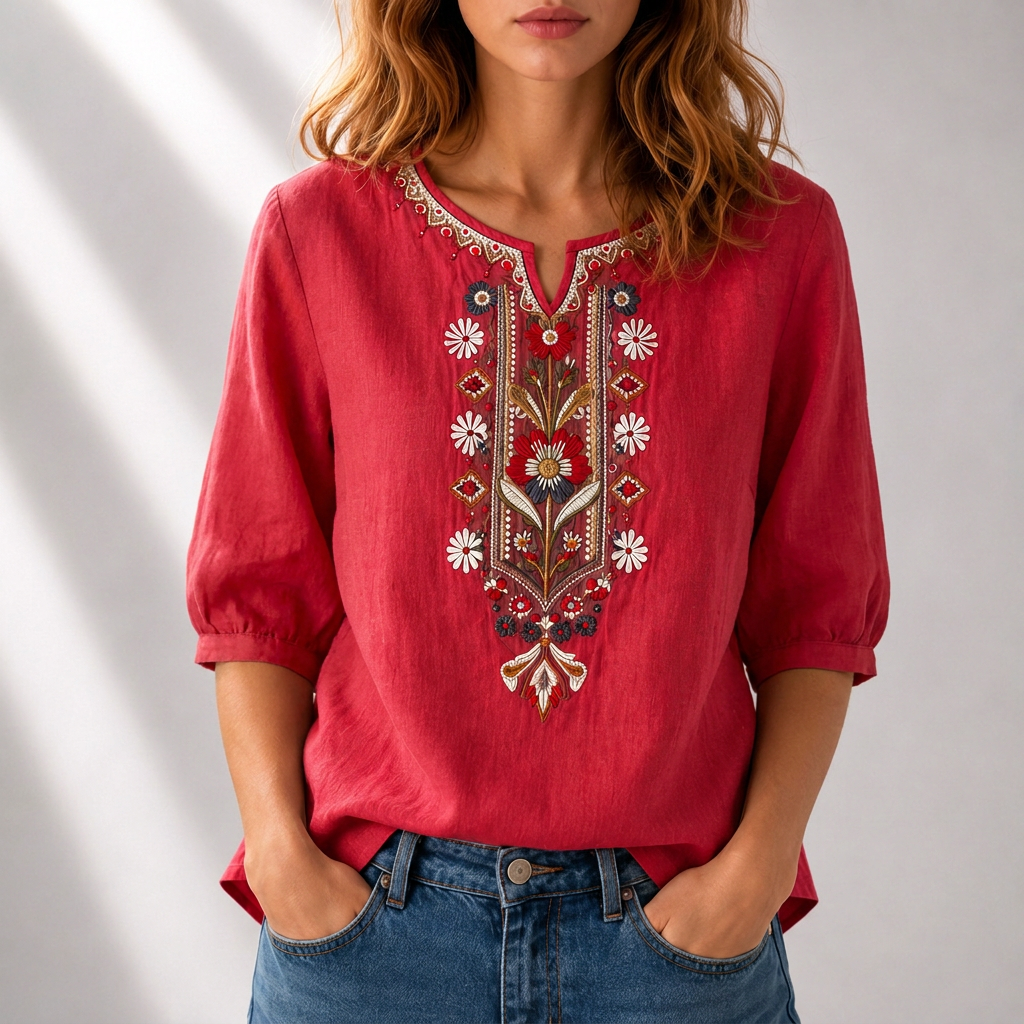Serella | Floral Embroidered Blouse