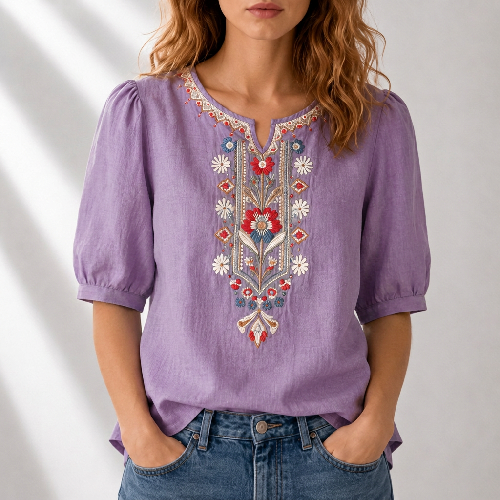 Serella | Floral Embroidered Blouse
