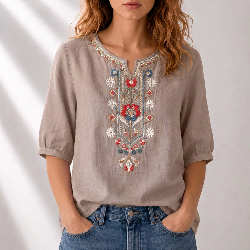 Serella | Floral Embroidered Blouse