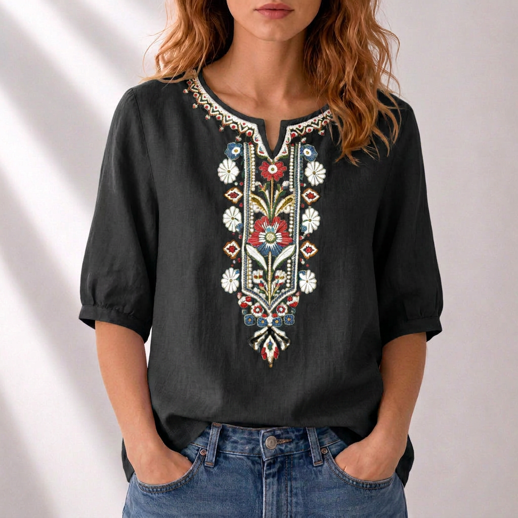 Serella | Floral Embroidered Blouse