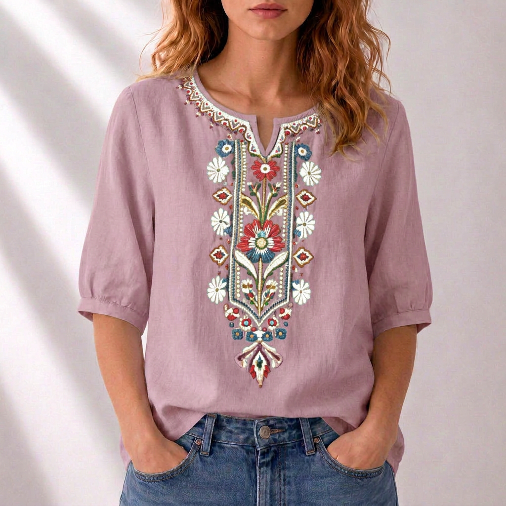 Serella | Floral Embroidered Blouse