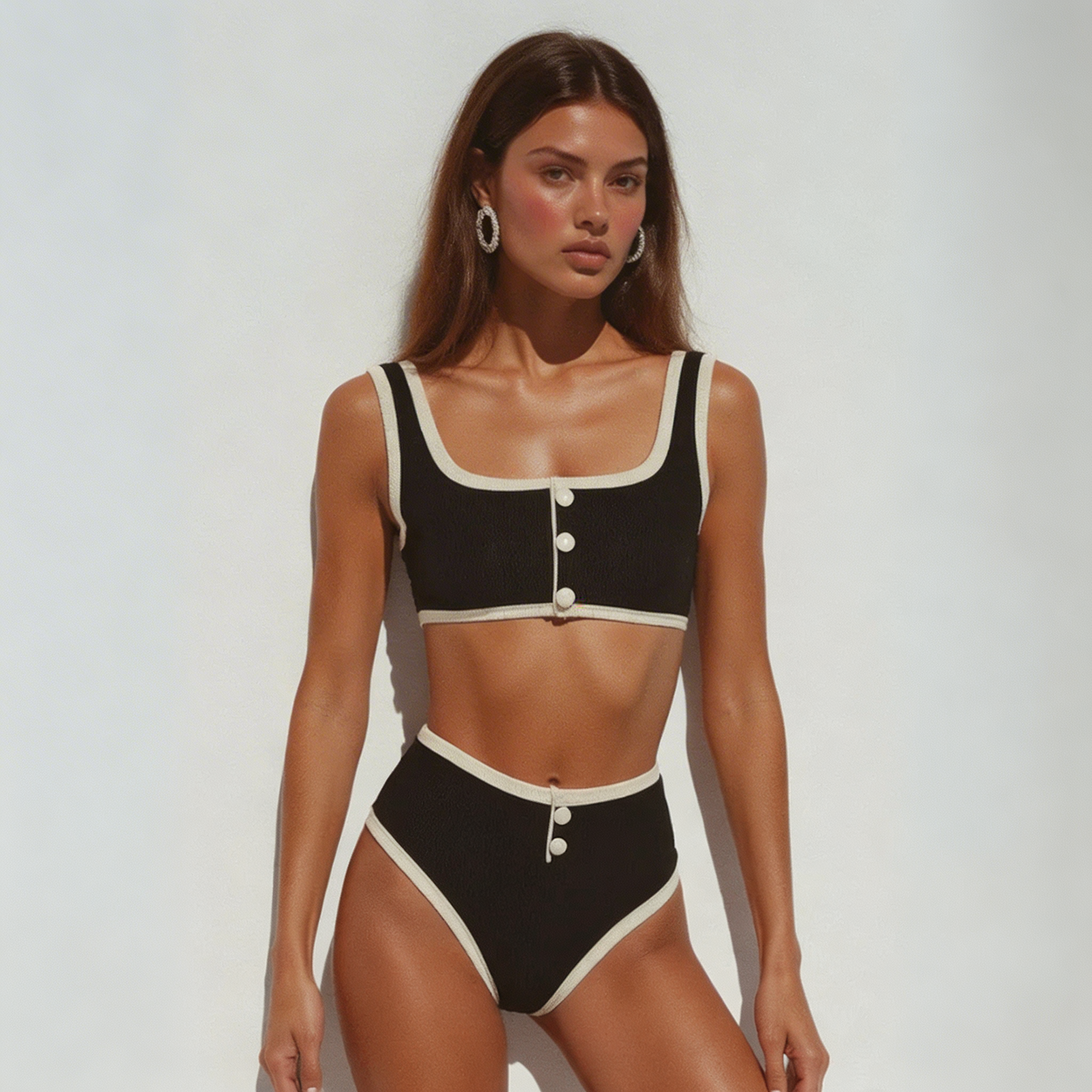 Kim's | WOMEN'S BIKINI SET | HIGH WAIST | BUTTON DETAIL