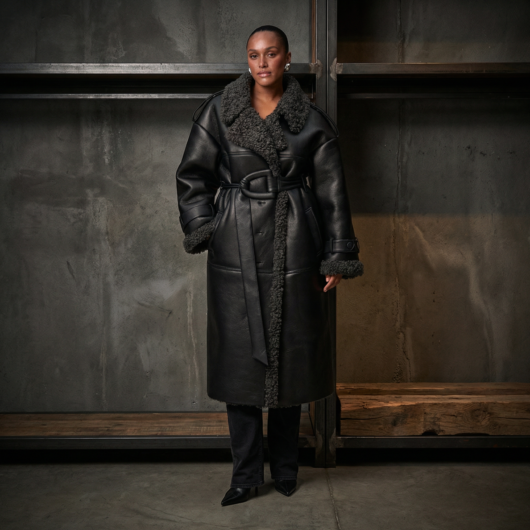 KIM'S | WOMEN'S COAT | LONGLINE | SHEARLING STYLE