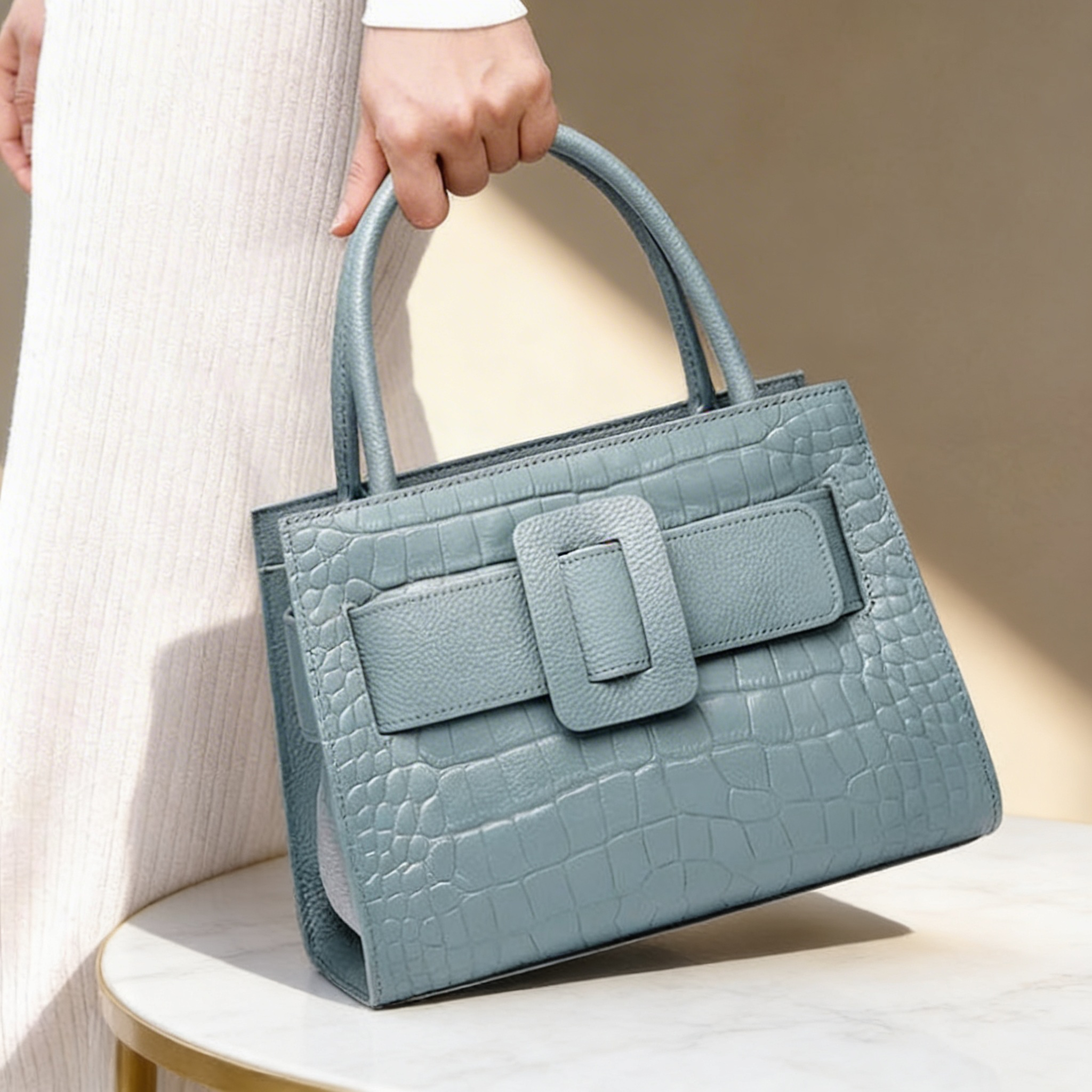 Kim's | Florence Buckle-Front Top-Handle Tote | Structured Handbag