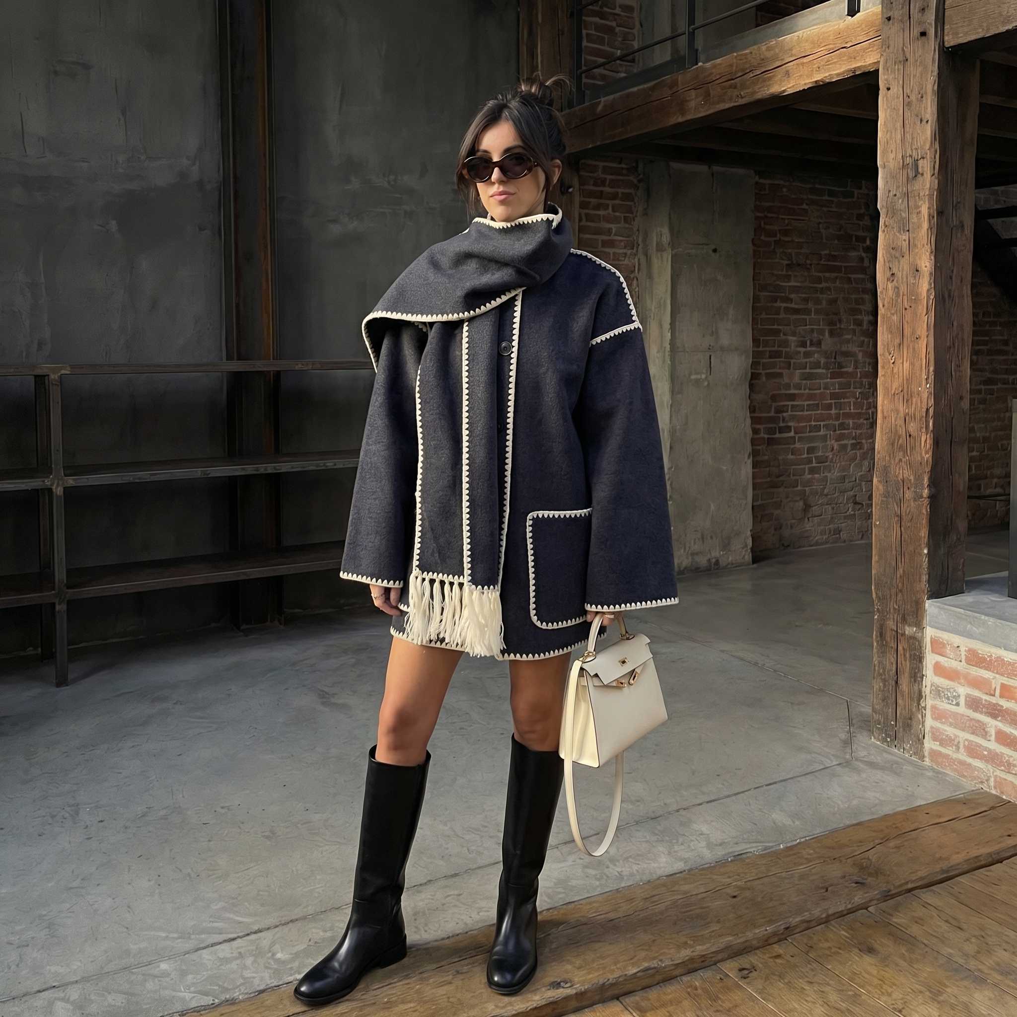 KIM'S | WOMEN'S COAT | LONGLINE | SCARF DETAIL