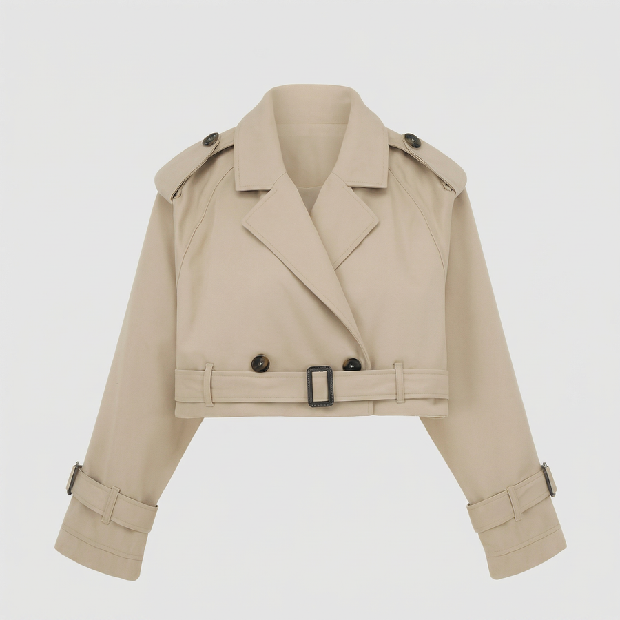 KIM'S | WOMEN'S TRENCH JACKET | CROPPED | BELTED