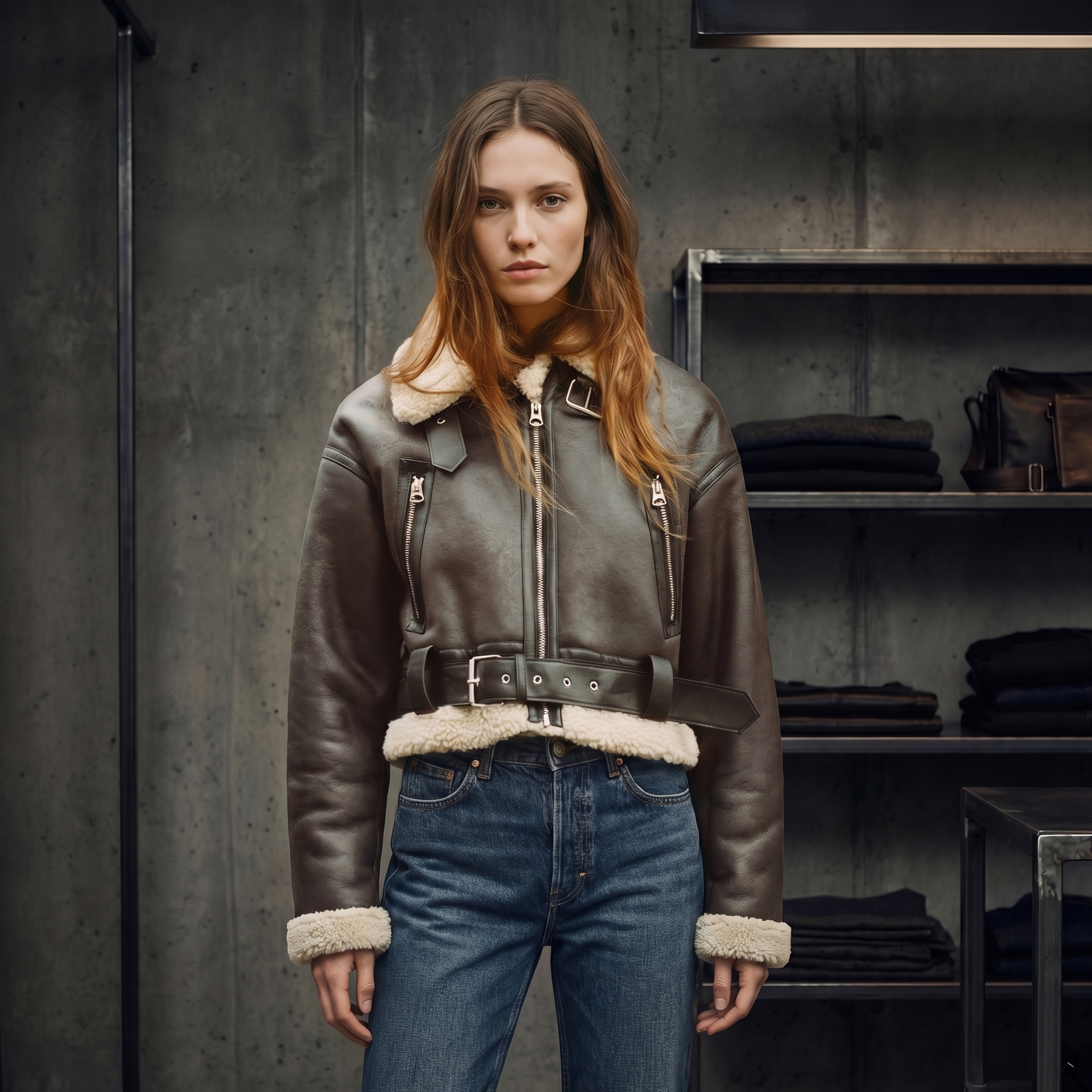 KIM'S | WOMEN'S AVIATOR JACKET | SHEARLING STYLE | PANELLED
