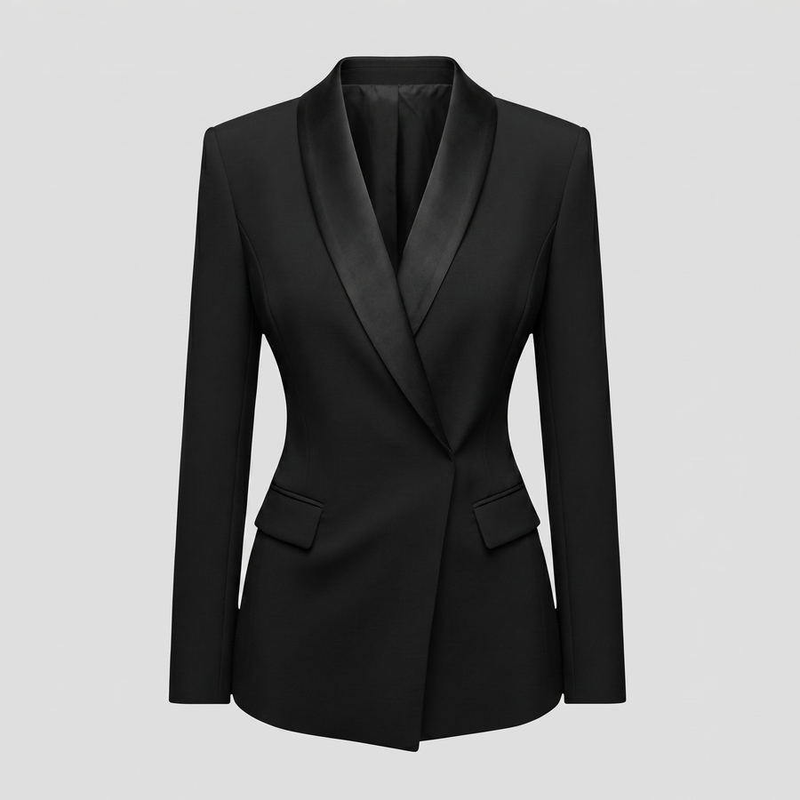 KIM'S | WOMEN'S BLAZER | DRAPED LAPEL | OPEN FRONT