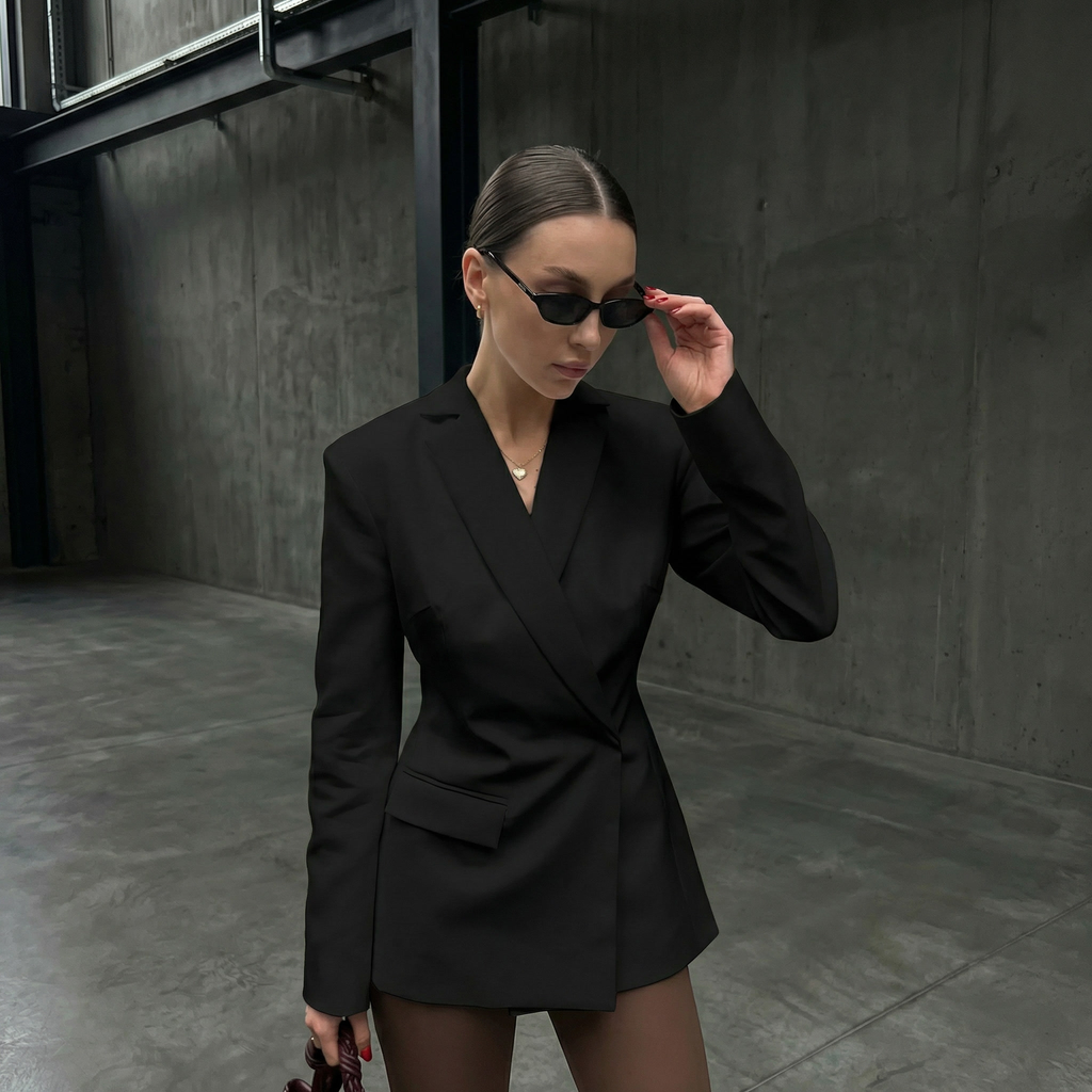 KIM'S | WOMEN'S BLAZER | DRAPED LAPEL | OPEN FRONT