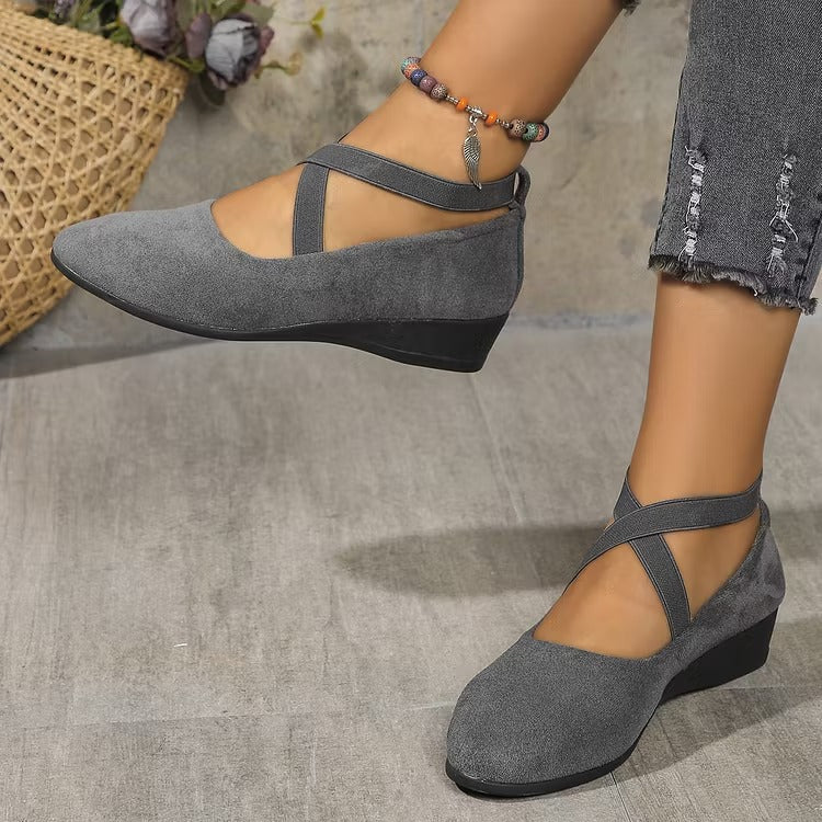 Rose™ Faux Suede Wedge Flat – Elegant Comfort From Morning to Night